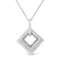 Sterling Silver Diamond Kite Pendant Necklace - Pave Set Accent 18 Inch