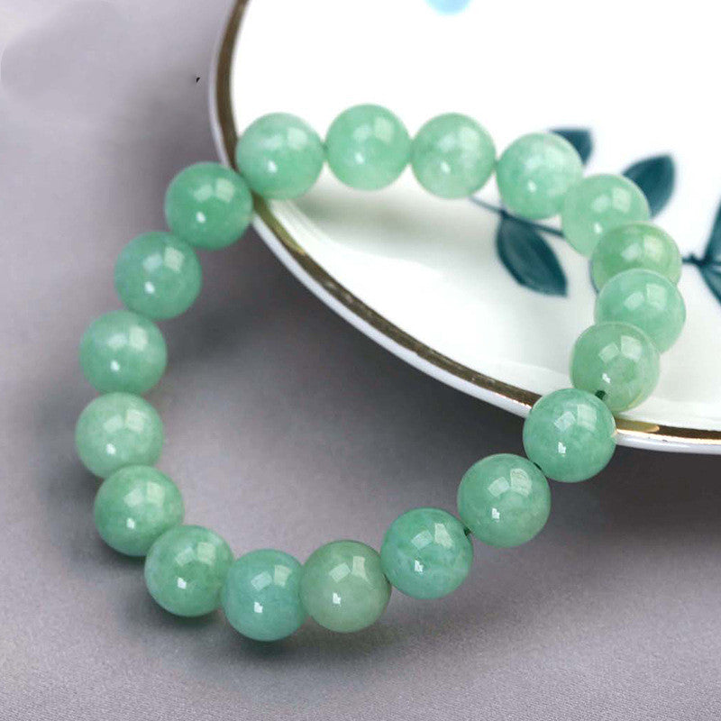Burmese Jade Bracelet 12mm - Natural Green Jade Color Optimized Beads