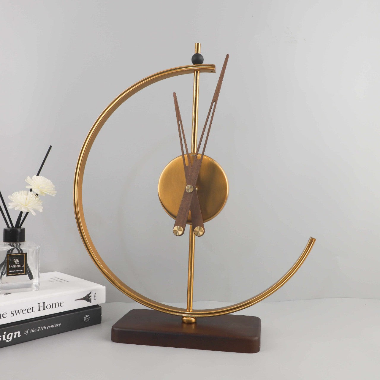 European Entry Lux Advanced Sense Desk Clock - Metal & Wood