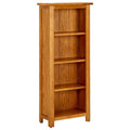 4-Tier Natural Oak Bookcase - Solid Oak Wood & MDF - 17.7" Wide 43.3" Heigh
