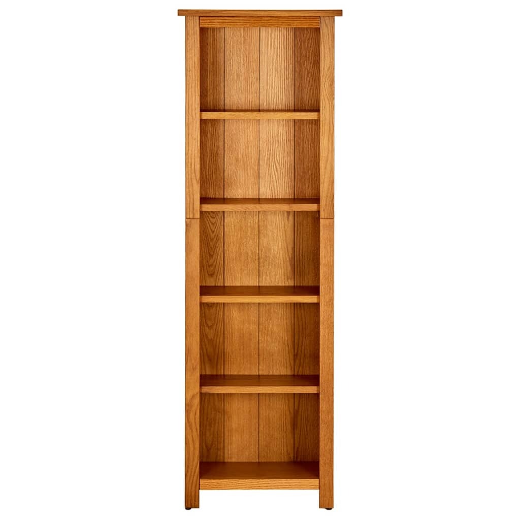 5-Tier Natural Oak Bookcase - Solid Oak Wood - 17.7" Wide 55.1" Heigh