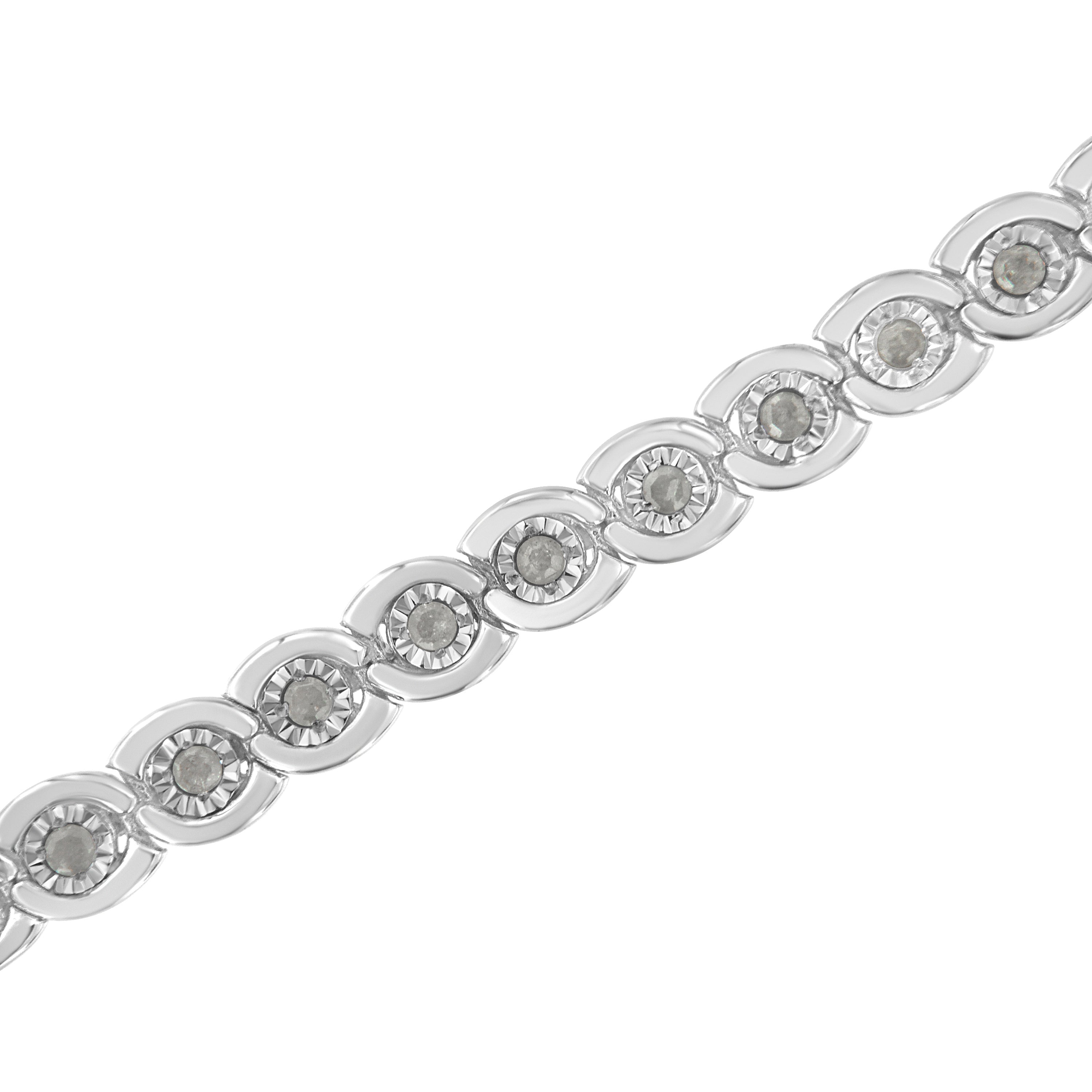 Diamond Spiraling Bezel Bracelet 925 Sterling Silver 1cttw