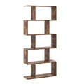 5-Tier S-Shaped Bookshelf with Anti-Toppling Device - Rustic Brown