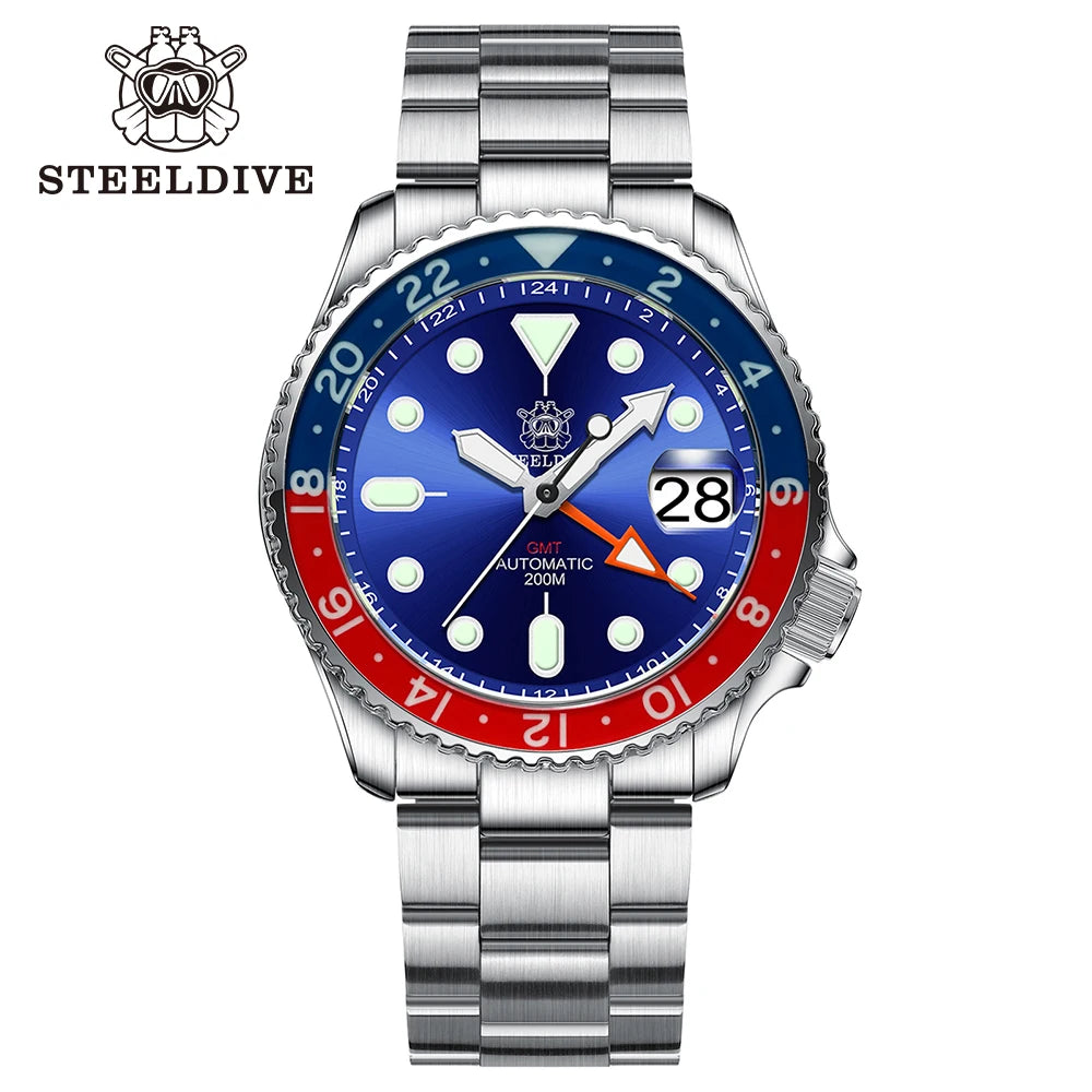 STEELDIVE SD1994L GMT Automatic Dive Watch - 42mm NH34 200M Waterproof Sapphire