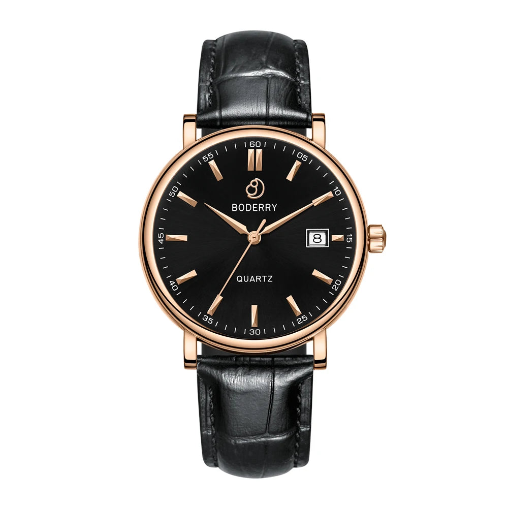 BODERRY Classic Men's Luxury Swiss Made Quartz Dress Watch Stainless Steel Sapphire Crystal Waterproof Wrist Watches