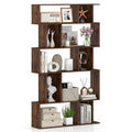Geometric Bookshelf 5-Tier Bookcase - Open Shelves & Closed-Back Cubes - Brown