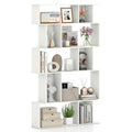 Geometric Bookshelf 5-Tier Bookcase - Open Shelves & Closed-Back Cubes - White