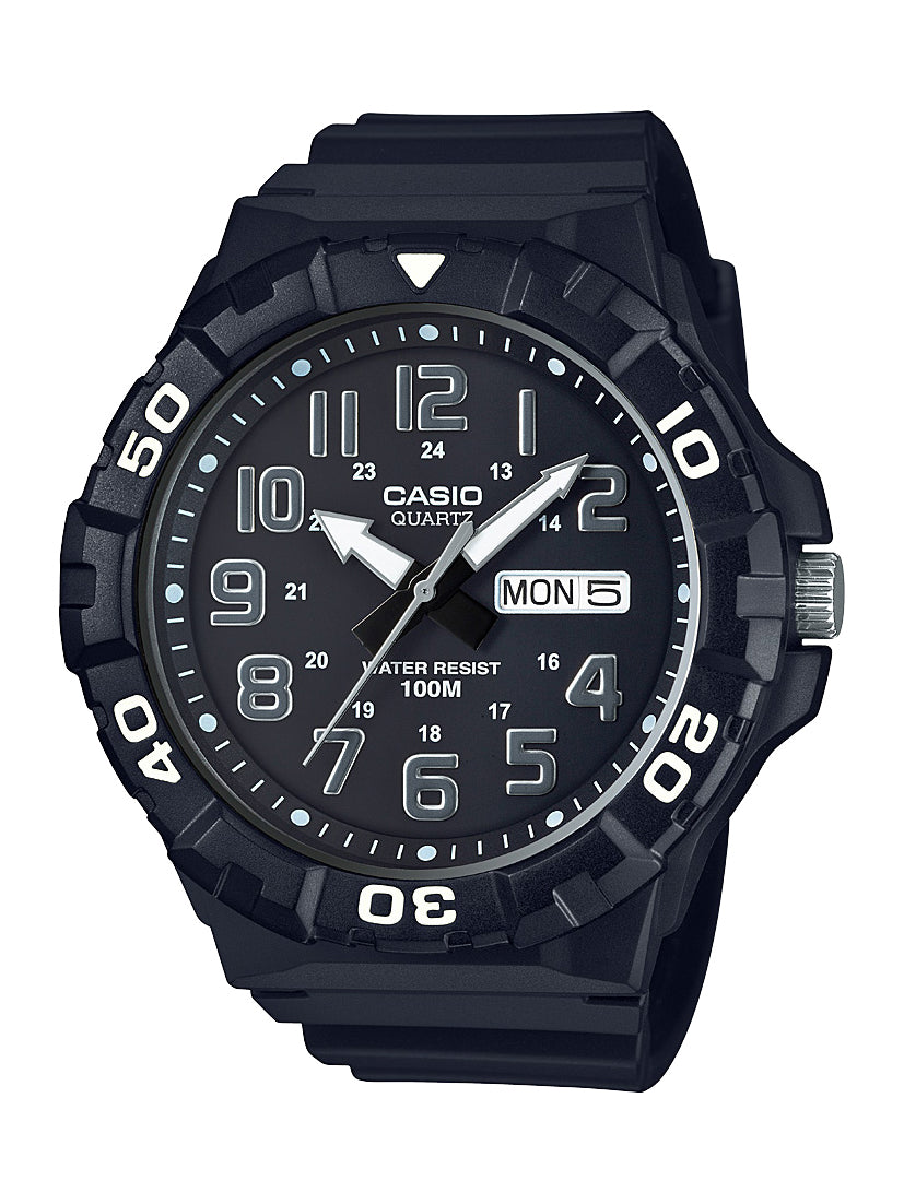 CASIO MRW-210H-1AVCF Quartz Watch - Men's Analog 100M Waterproof Black Resin