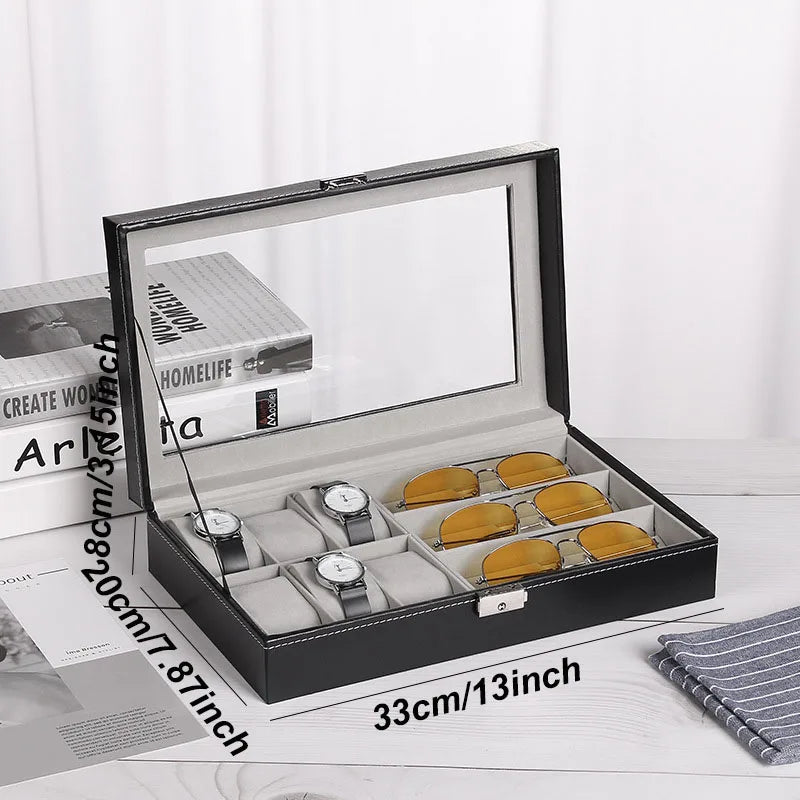 WELLZONE Premium Leather Watch & Jewelry Box - Large Capacity Organizer