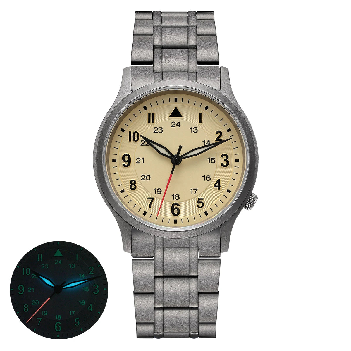 BERNY Full Titanium Men's Pilot Watch Lightweight Sapphire Super Luminous VH31 Hybrid Quartz Movement