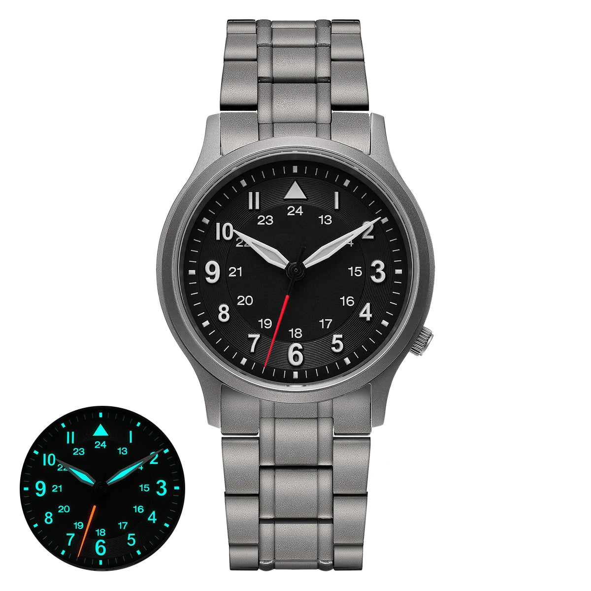 BERNY Full Titanium Men's Pilot Watch Lightweight Sapphire Super Luminous VH31 Hybrid Quartz Movement
