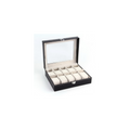 10 Compartments Leather Watch Collection Storage Box Black