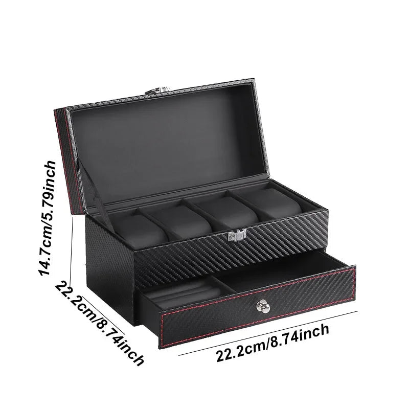 Premium Leather Watch & Glasses Storage Box - Multi-Purpose Gift Organizer