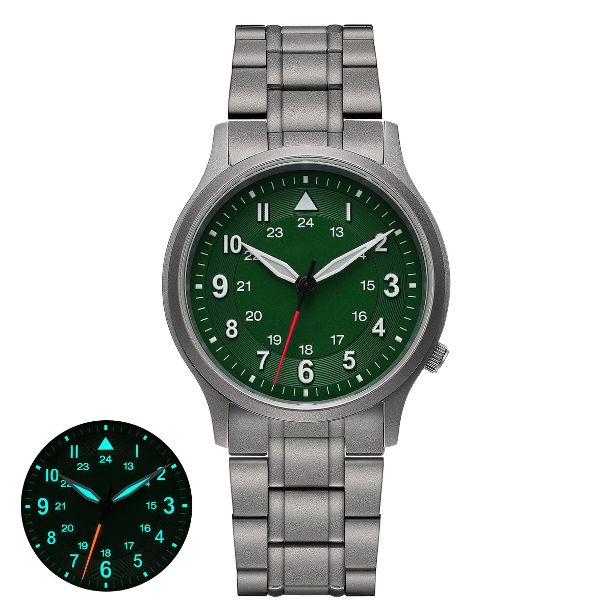 BERNY Full Titanium Men's Pilot Watch Lightweight Sapphire Super Luminous VH31 Hybrid Quartz Movement