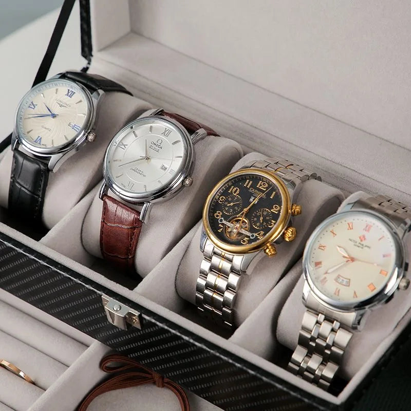 DELESYS Luxury Leather Watch & Glasses Storage Box - Multi-Purpose Organizer