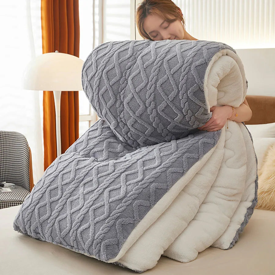 Super Thick Winter Weighted Blanket - Artificial Lamb Cashmere Comforter