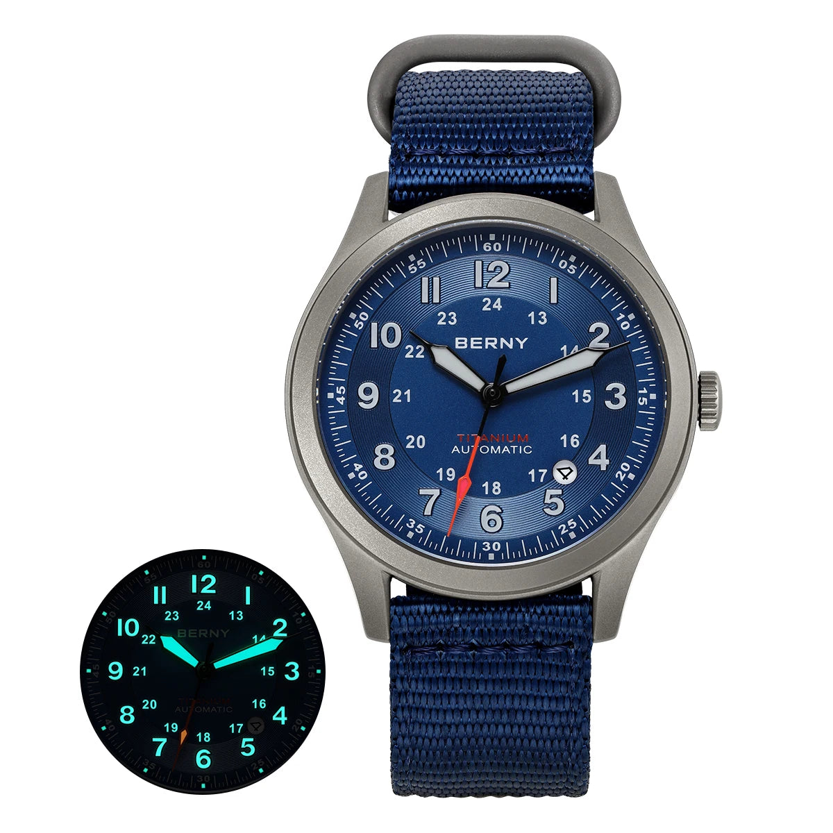 BERNY Automatic Titanium Field Watch - Miyota 8215 Super Luminous Sapphire