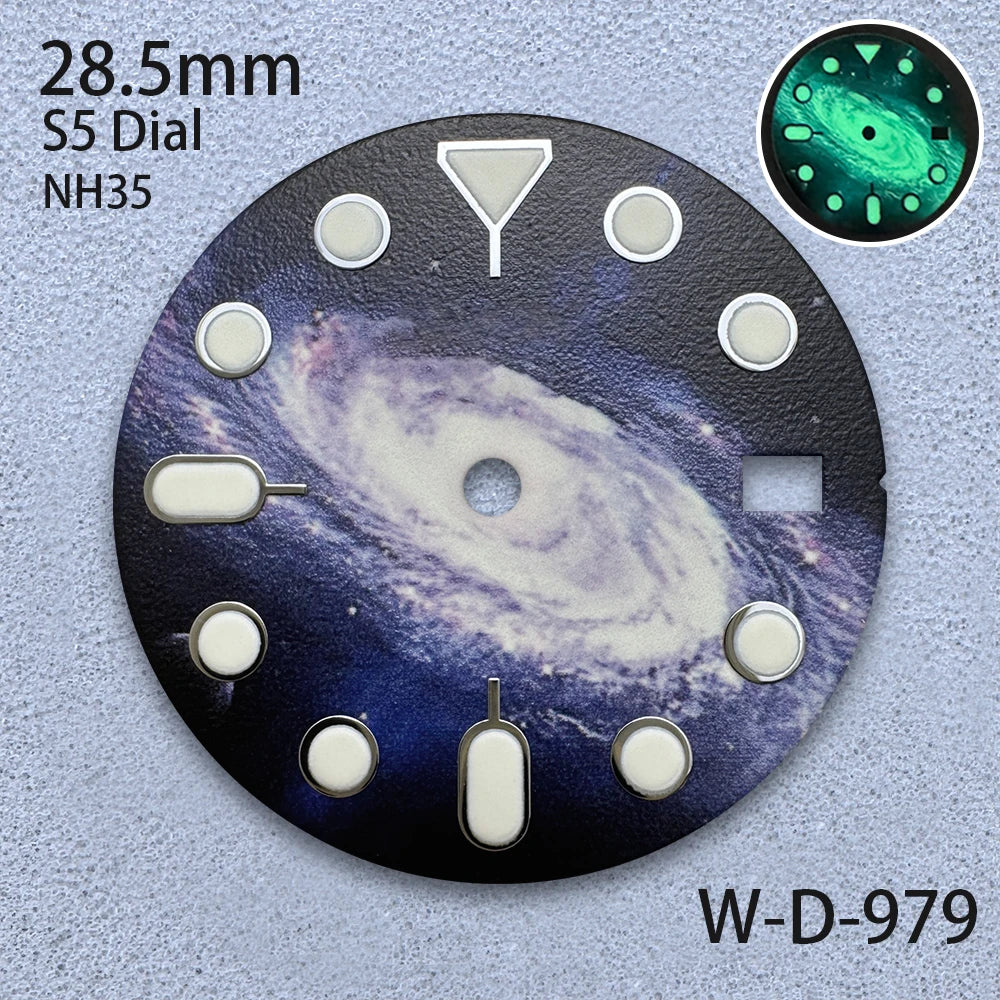 28.5mm S5 Logo Starlit Sky Dial - C3 Green Luminous NH35/NH36