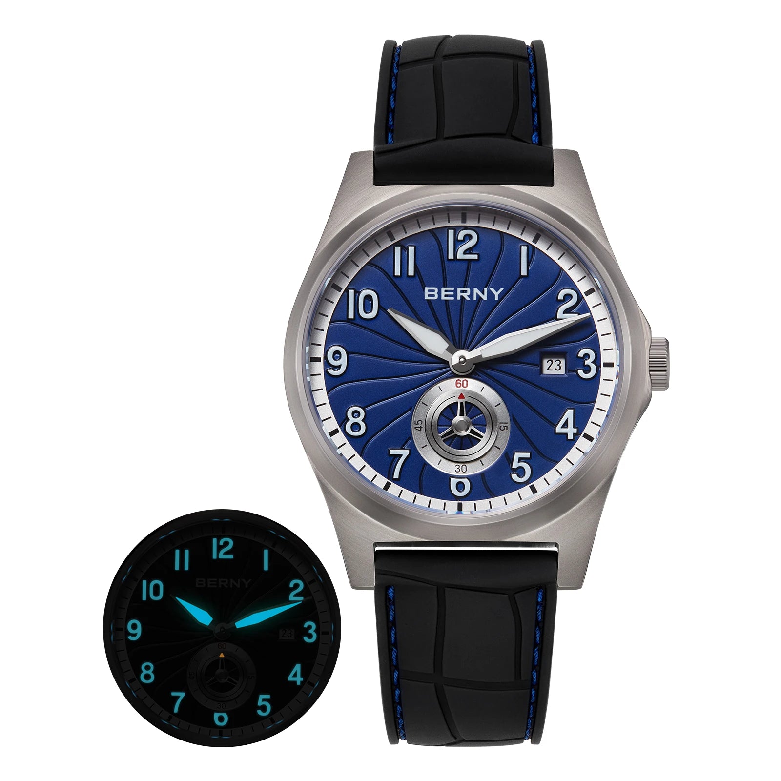BERNY Titanium Automatic Watch Original Design - 10ATM Super Luminous Sapphire Crystal Fluororubber