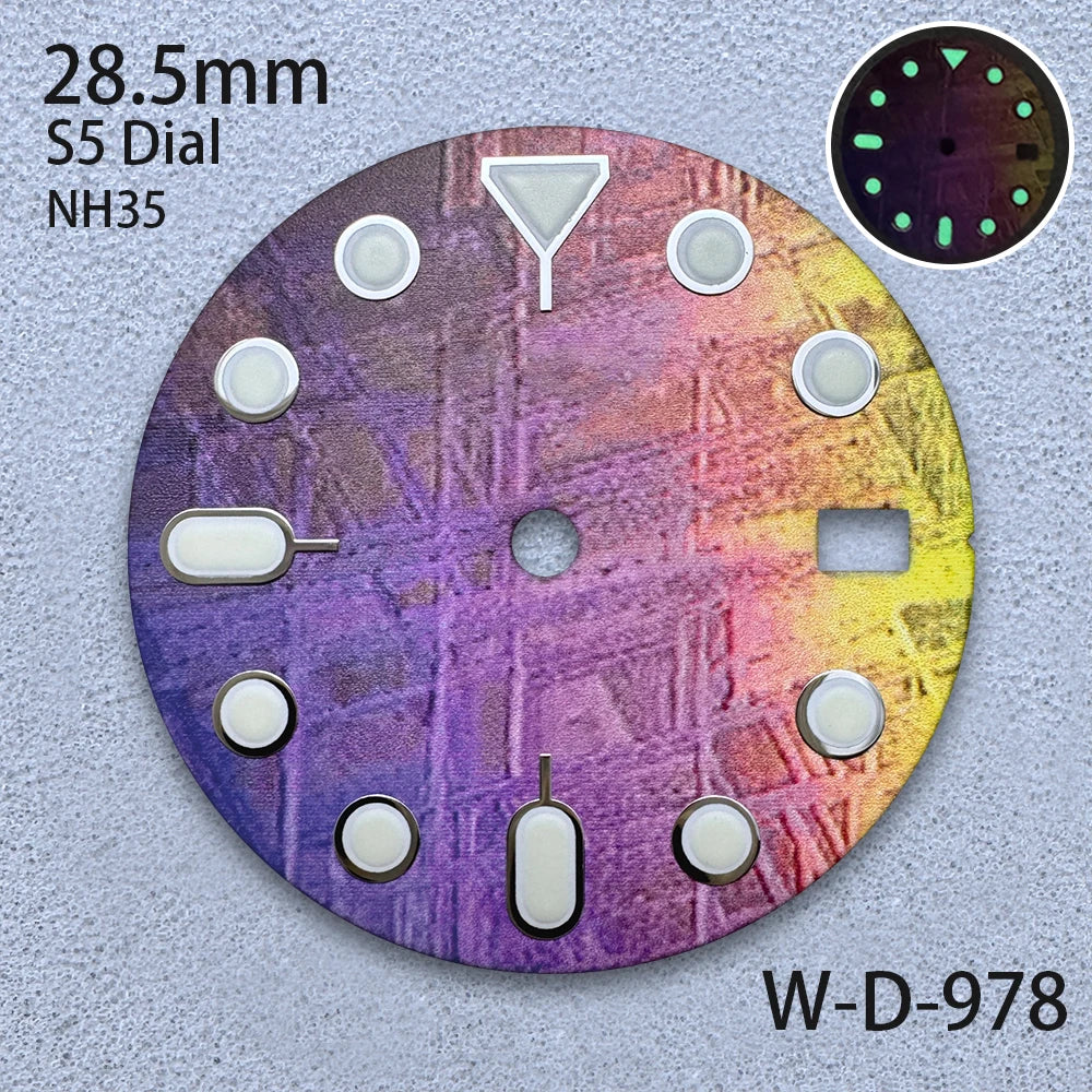 28.5mm S5 Logo Starlit Sky Dial - C3 Green Luminous NH35/NH36