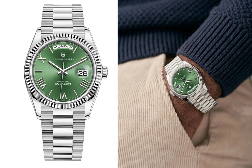 PAGANI DESIGN DD36 Day-Date Watch - ST16 Movement, Sapphire Crystal, 100M Water Resistant, 36mm