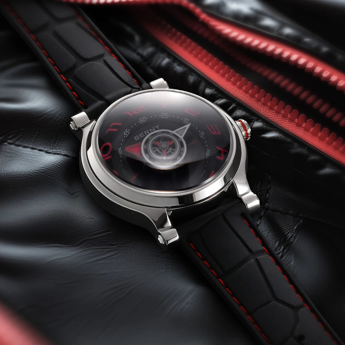 BERNY Mechanical Watch - Miyota 8215 Compass Tire Dial Super Luminous Sapphire Crystal