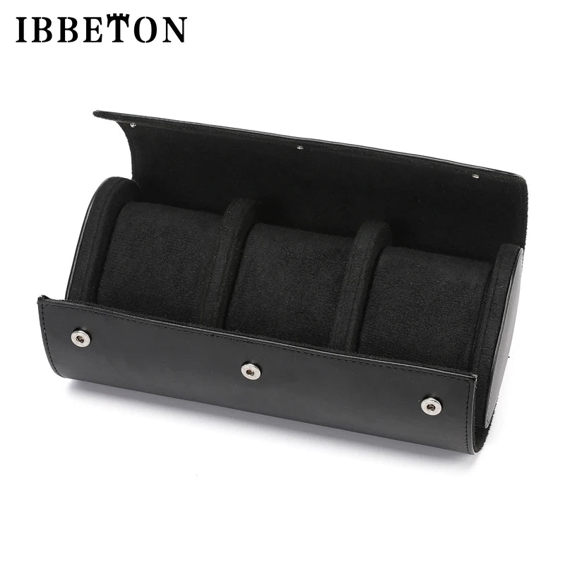 IBBETON Watch Roll Travel Case - 1/2/3 Slot Leather Portable Storage Organizer