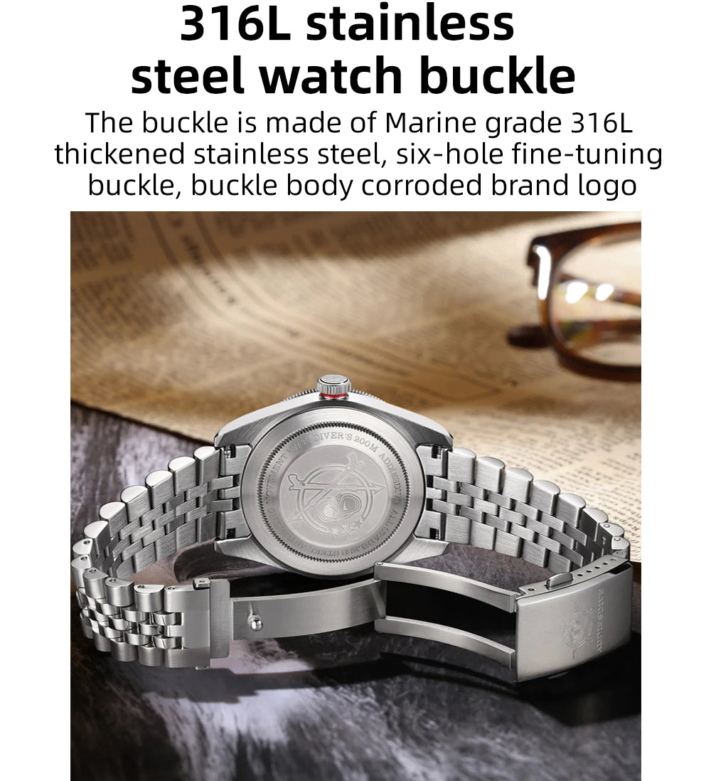 ADDIESDIVE 39mm Automatic Dive Watch - NH35 Movement 200M Sapphire BGW9 Lume