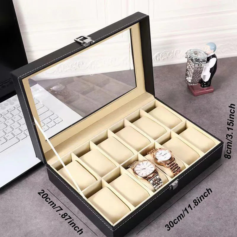 WELLZONE Premium Leather Watch & Jewelry Box - Large Capacity Organizer
