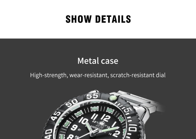 ADDIESDIVE MY-050S Military Watch | 50mm Miyota 2115 | Nylon Strap | Tubular Luminous | 50M