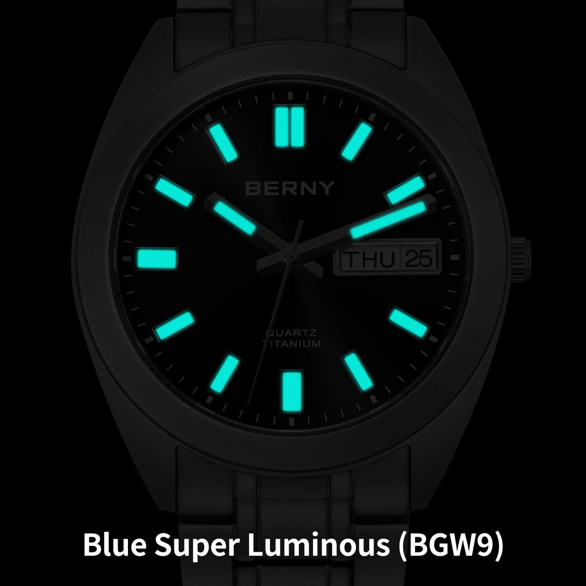 BERNY Titanium Watch Light Weight Super Luminous Sapphire 10ATM Waterproof Sport Field Quartz