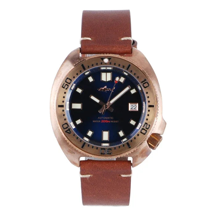 Heimdallr Bronze 45mm 6105 Watch CUSN8 Sapphire Crystal NH35 Automatic Mechanical Watch 20Bar Water Resistant C3 Super Luminous
