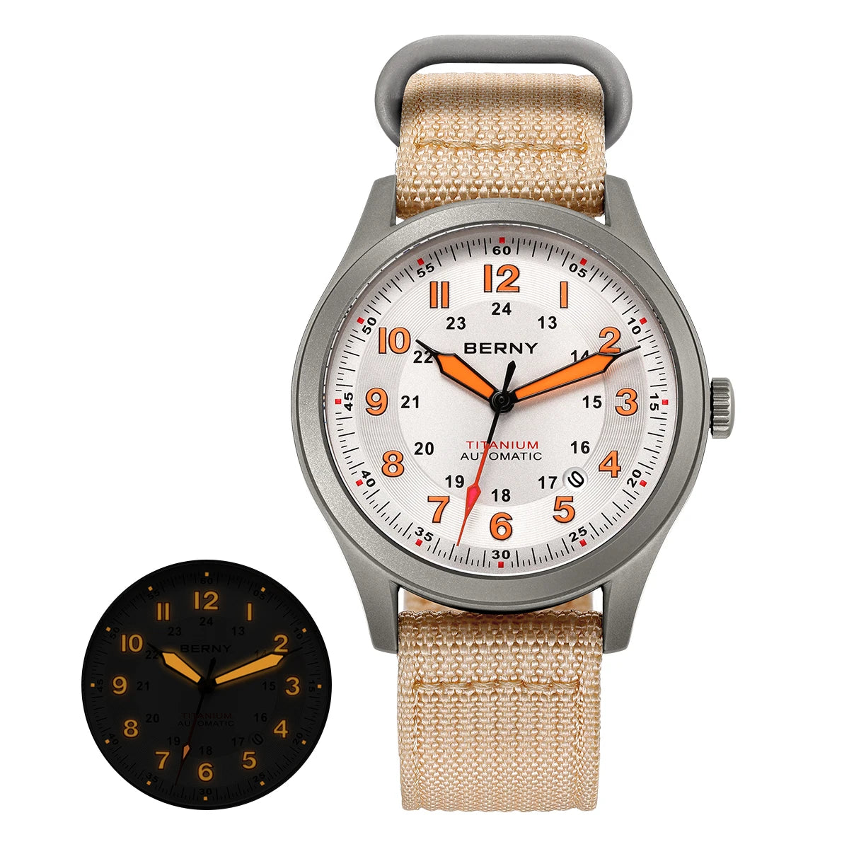 BERNY Automatic Titanium Field Watch - Miyota 8215 Super Luminous Sapphire