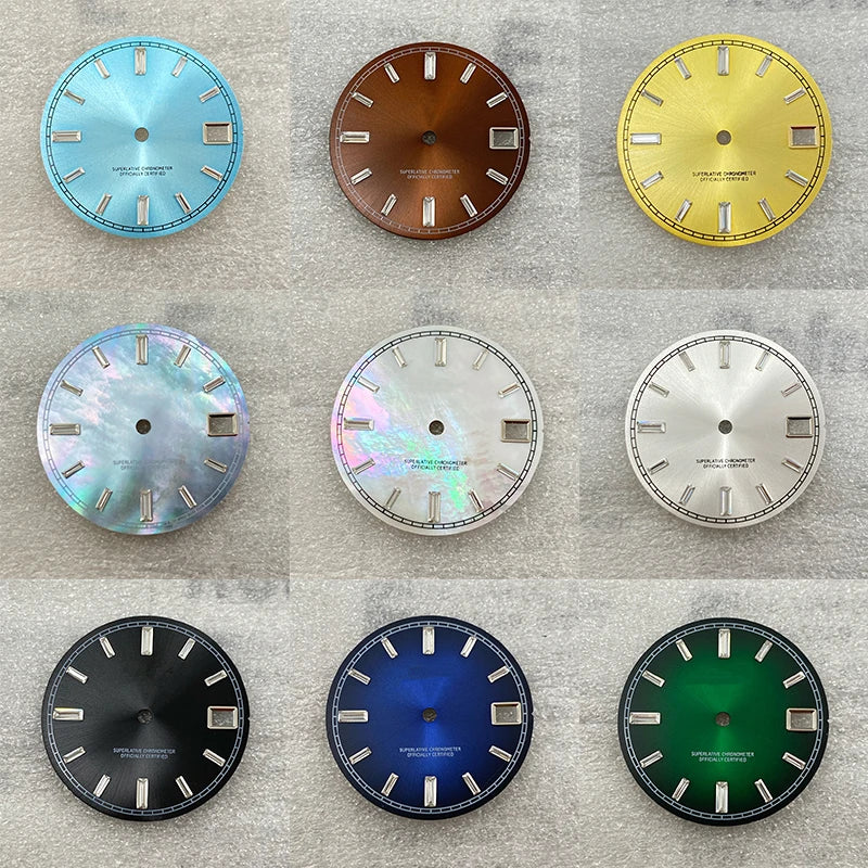 28.5mm Watch Dial - Green Luminous Gradient for NH35/NH35A 3/3.8 Crown, 11 Variants