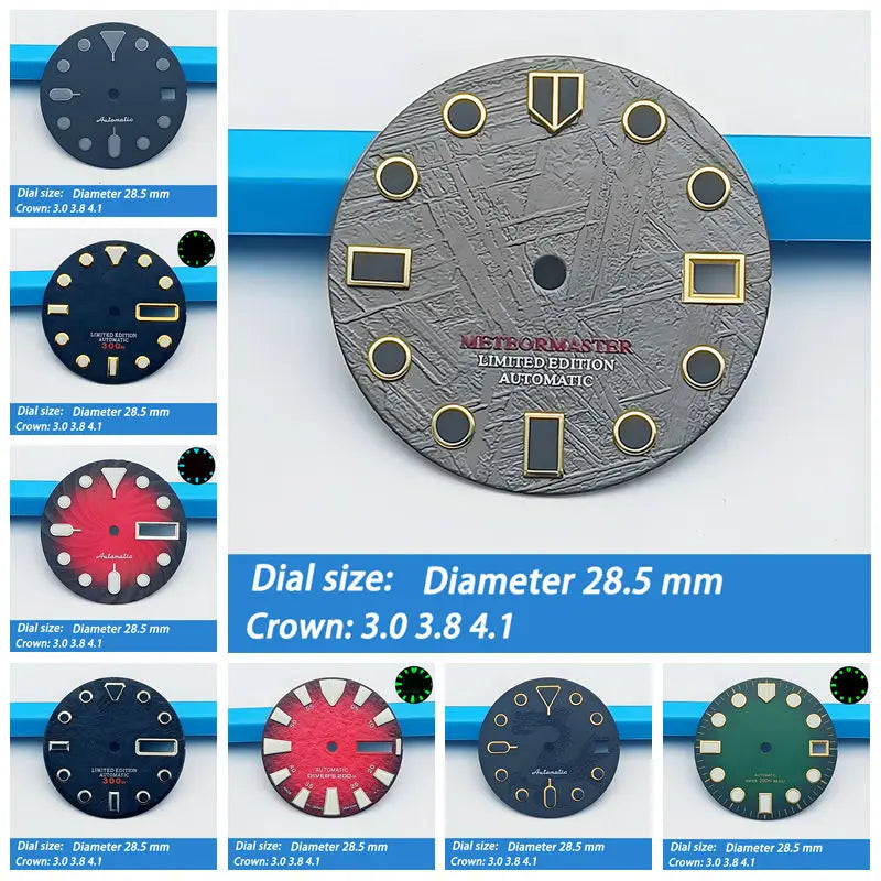 28.5mm Watch Dial - Luminous Dial for NH35/NH36/8215/ETA 2824/2836, 20 Variants