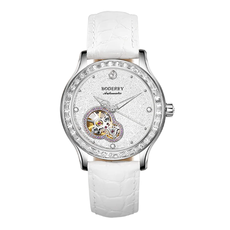 Boderry Luxury Watch Women Automatic Seagull ST1 Diamond Skeleton Sapphire Crystal Glass Female Waterproof Wristwatch Marry Gift