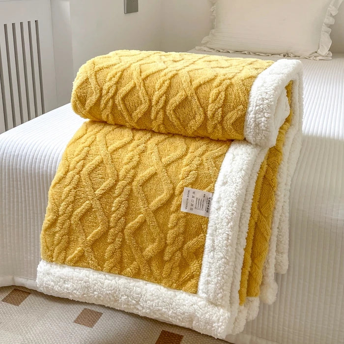 Thickened Thermal Double Layer Fleece Blanket - Tafu Sofa Blanket