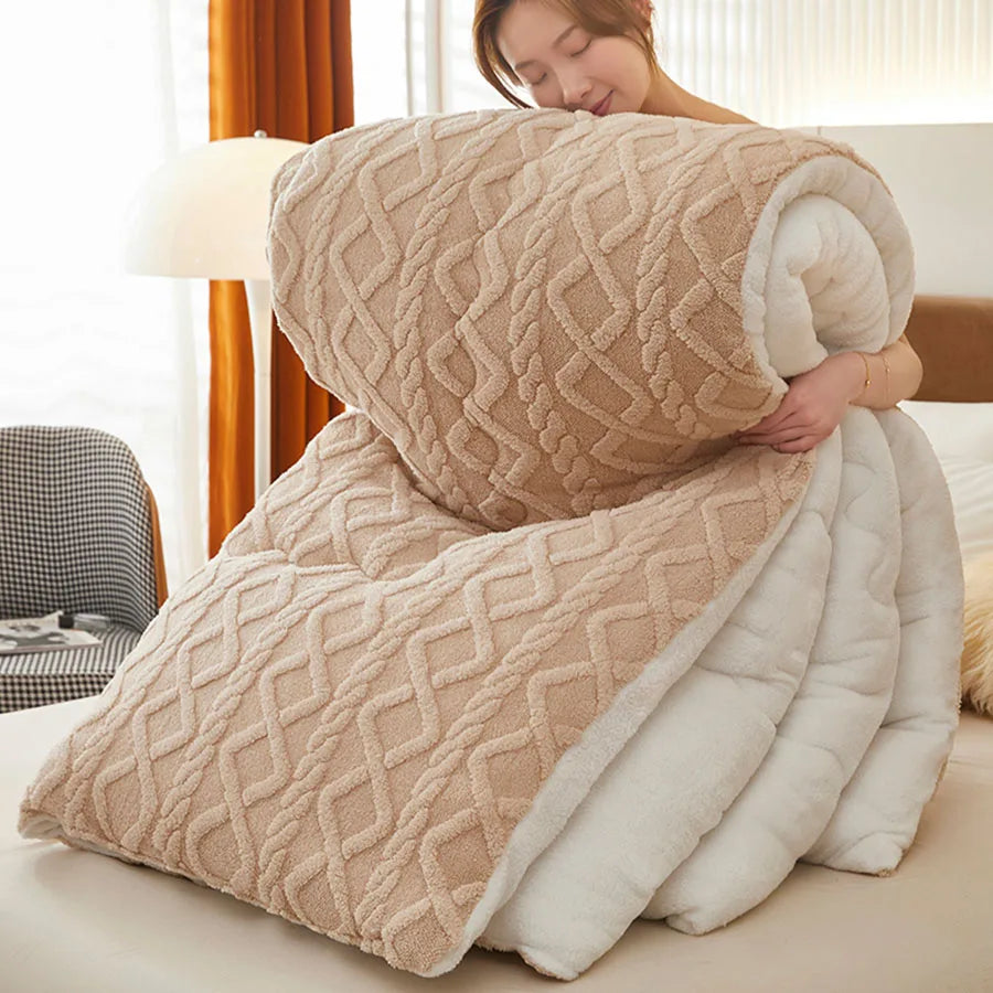 Super Thick Winter Weighted Blanket - Artificial Lamb Cashmere Comforter
