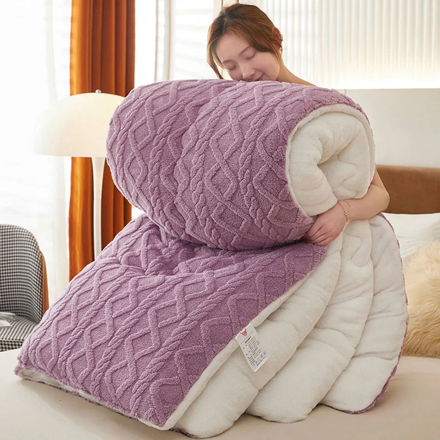 Super Thick Winter Weighted Blanket - Artificial Lamb Cashmere Comforter