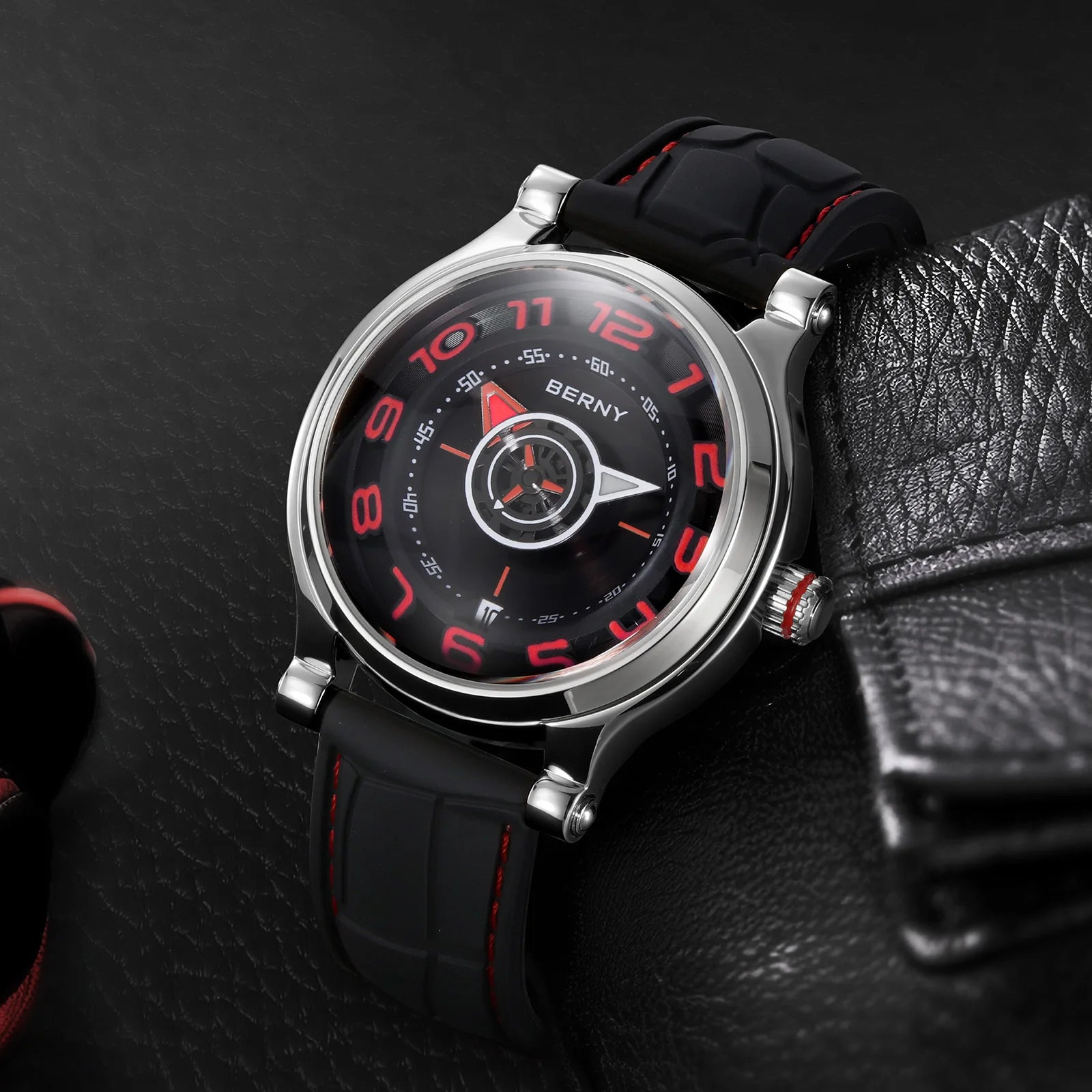 BERNY Mechanical Watch - Miyota 8215 Compass Tire Dial Super Luminous Sapphire Crystal