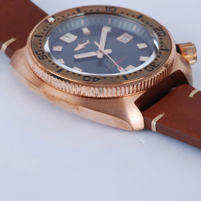 Heimdallr Bronze 45mm 6105 Watch CUSN8 Sapphire Crystal NH35 Automatic Mechanical Watch 20Bar Water Resistant C3 Super Luminous