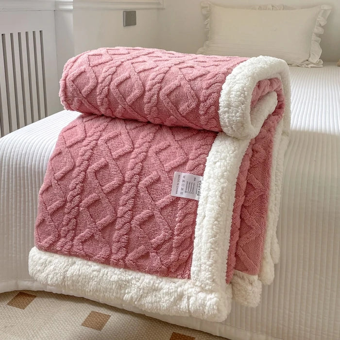 Thickened Thermal Double Layer Fleece Blanket - Tafu Sofa Blanket