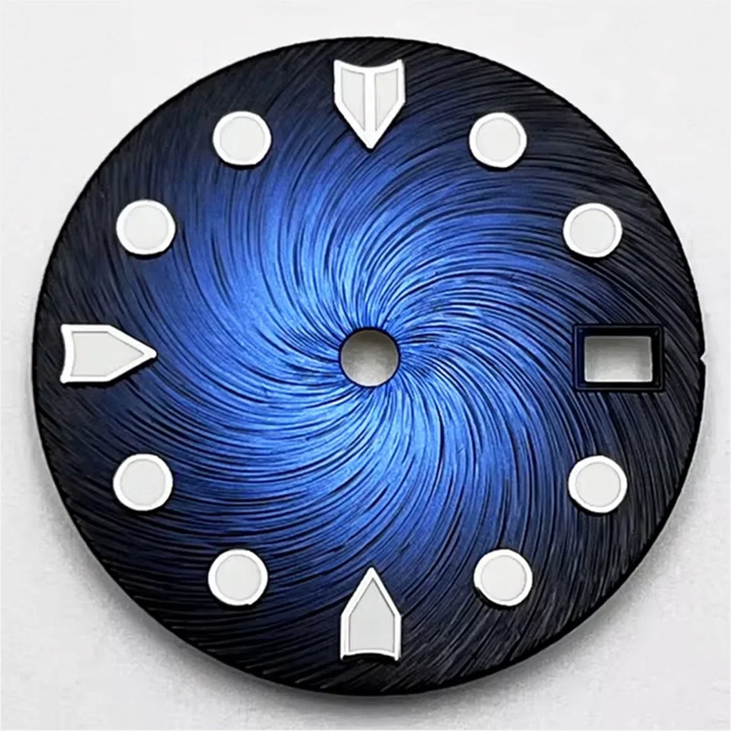 28.5mm S Logo Dial - Blue Luminous for NH35/NH36/4R/7S Movements, 4 Variants