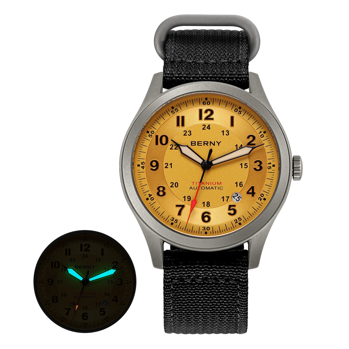 BERNY Automatic Titanium Field Watch - Miyota 8215 Super Luminous Sapphire