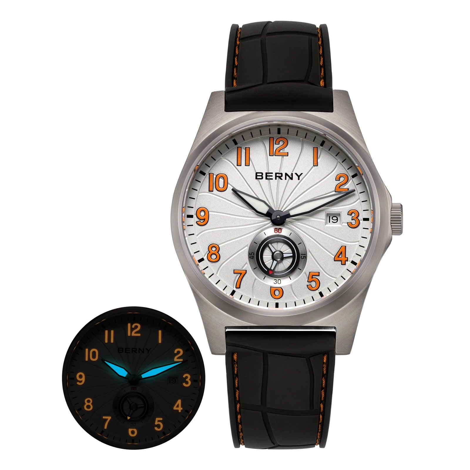 BERNY Titanium Automatic Watch Original Design - 10ATM Super Luminous Sapphire Crystal Fluororubber