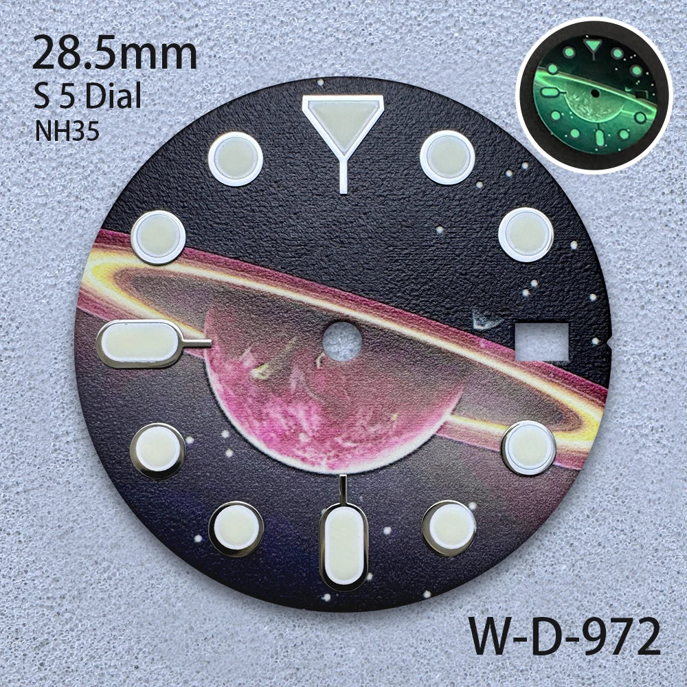 28.5mm S5 Logo Starlit Sky Dial - C3 Green Luminous NH35/NH36