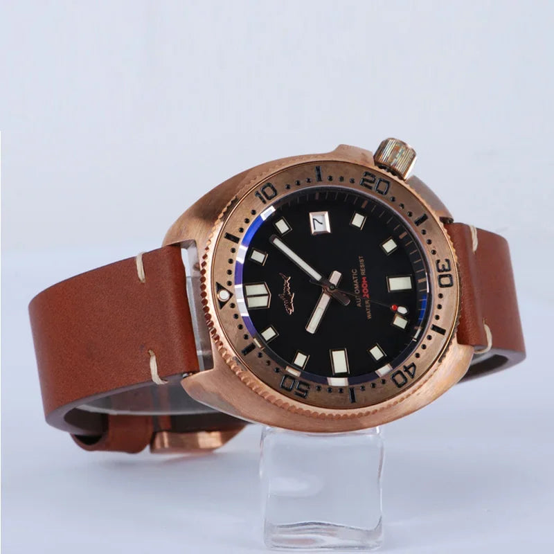 Heimdallr Bronze 45mm 6105 Watch CUSN8 Sapphire Crystal NH35 Automatic Mechanical Watch 20Bar Water Resistant C3 Super Luminous