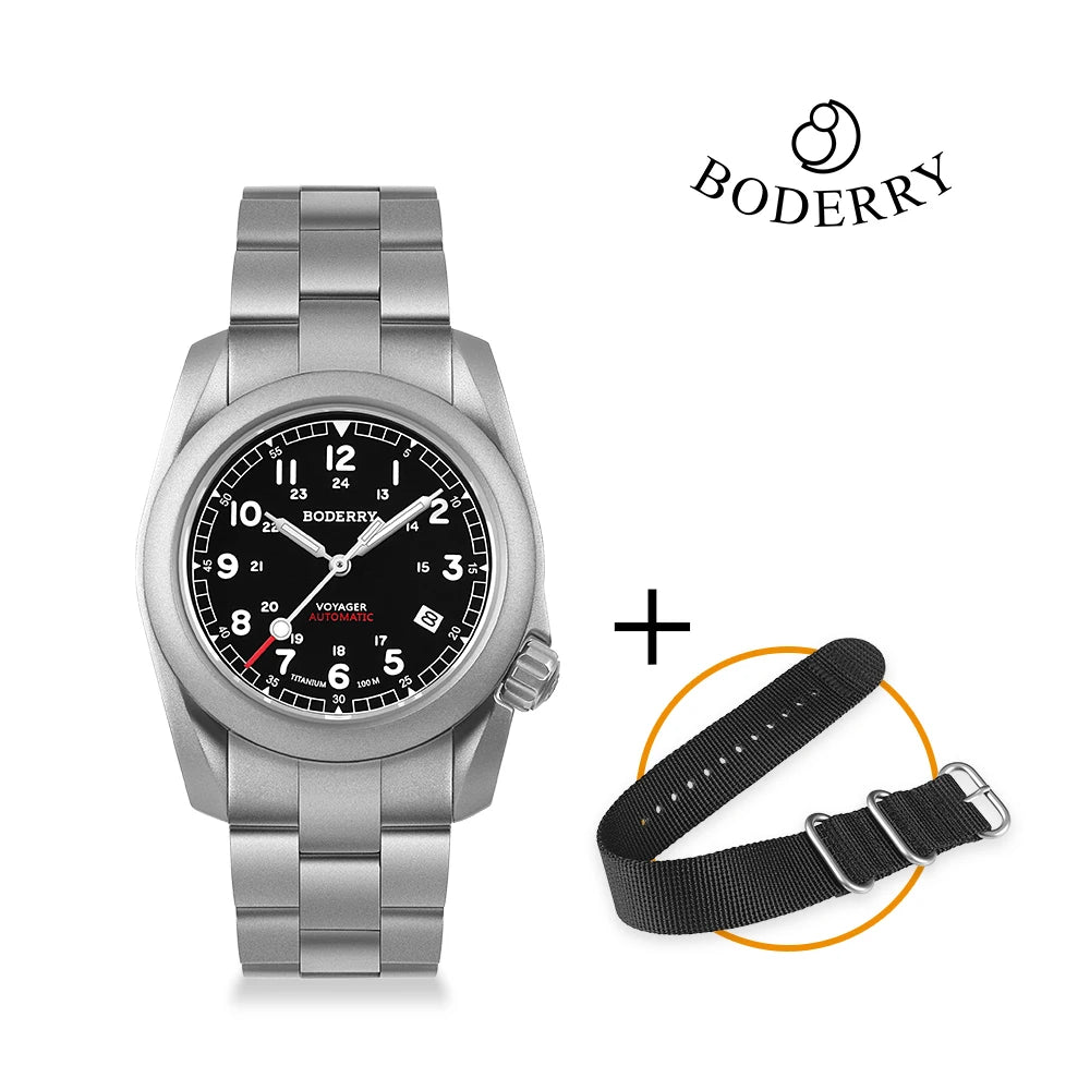 BODERRY Voyager Titanium Automatic Dive Watch - 100M Waterproof Seiko Movement