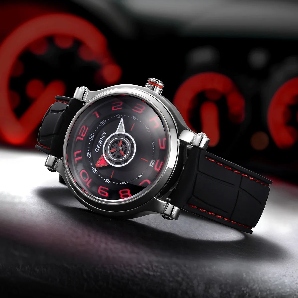 BERNY Mechanical Watch - Miyota 8215 Compass Tire Dial Super Luminous Sapphire Crystal