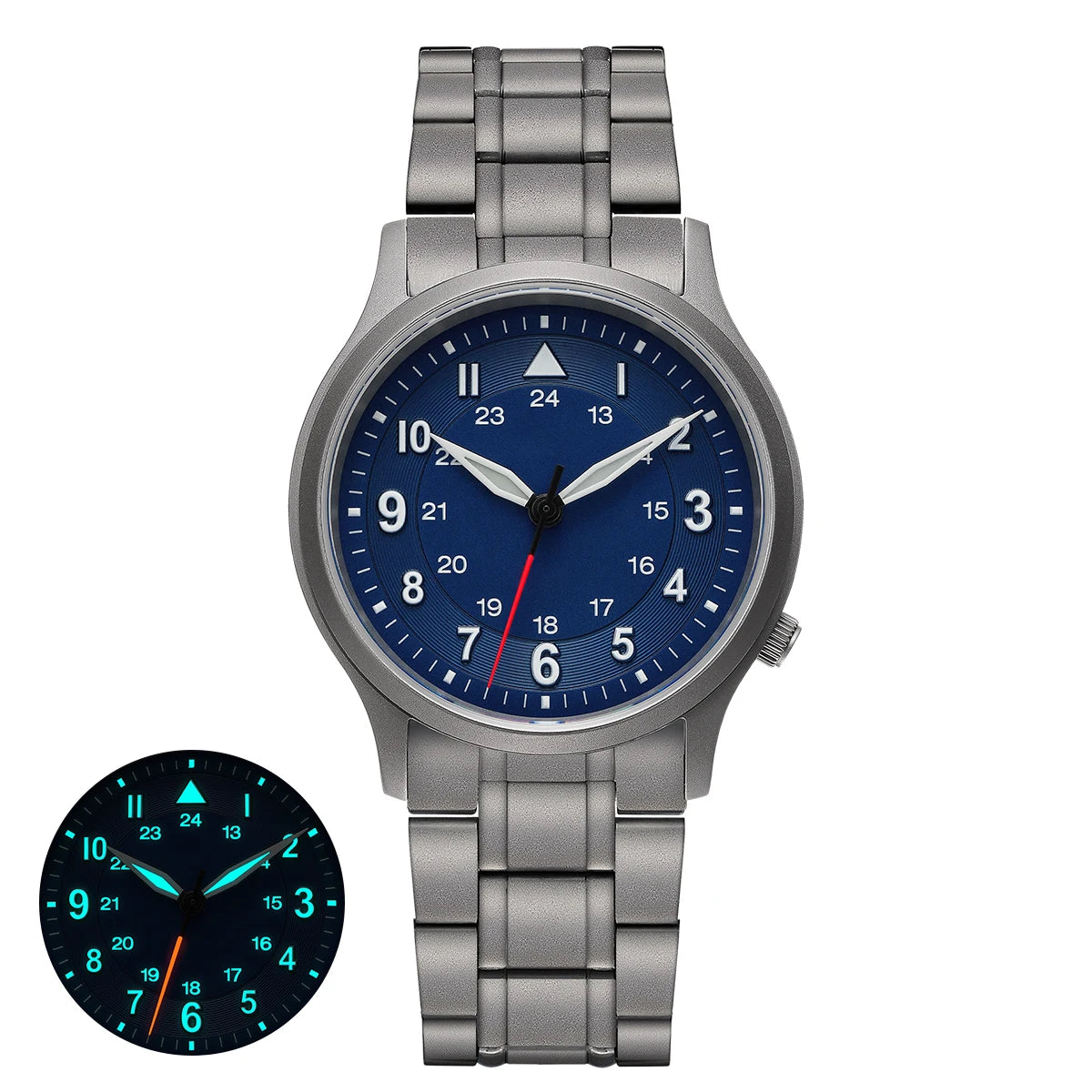 BERNY Full Titanium Men's Pilot Watch Lightweight Sapphire Super Luminous VH31 Hybrid Quartz Movement